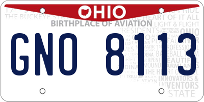 OH license plate GNO8113