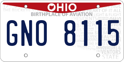 OH license plate GNO8115