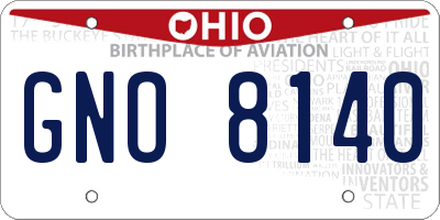OH license plate GNO8140