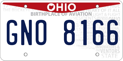 OH license plate GNO8166