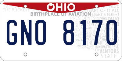 OH license plate GNO8170