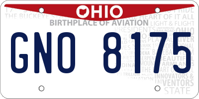 OH license plate GNO8175