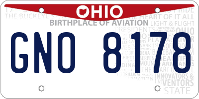 OH license plate GNO8178