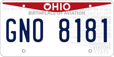 OH license plate GNO8181