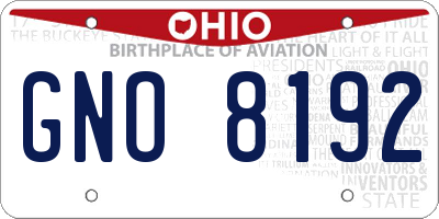 OH license plate GNO8192