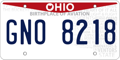 OH license plate GNO8218