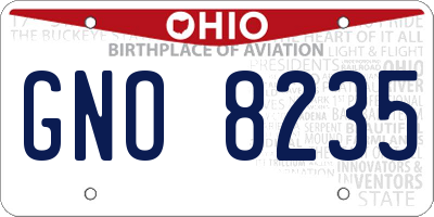 OH license plate GNO8235