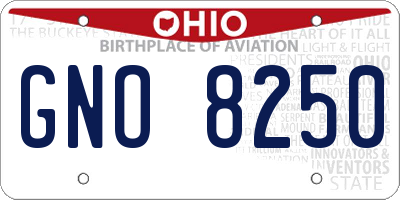 OH license plate GNO8250