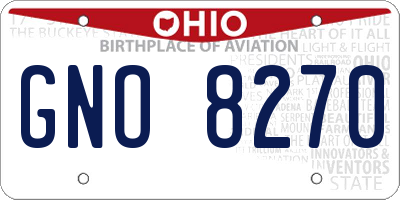 OH license plate GNO8270