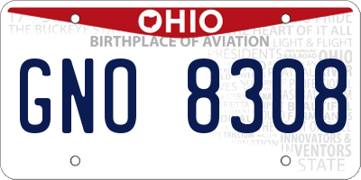 OH license plate GNO8308