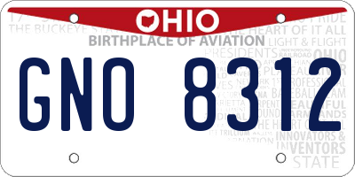 OH license plate GNO8312