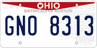 OH license plate GNO8313