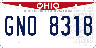 OH license plate GNO8318
