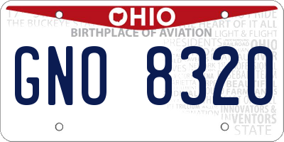 OH license plate GNO8320