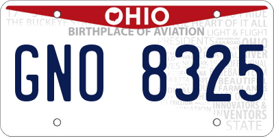 OH license plate GNO8325