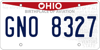 OH license plate GNO8327