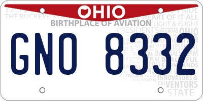 OH license plate GNO8332