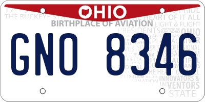 OH license plate GNO8346