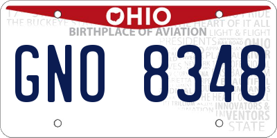 OH license plate GNO8348