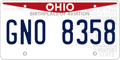 OH license plate GNO8358