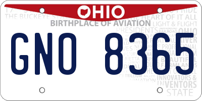 OH license plate GNO8365