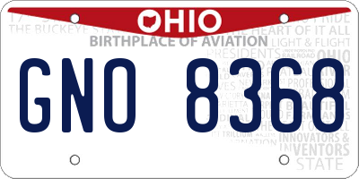 OH license plate GNO8368