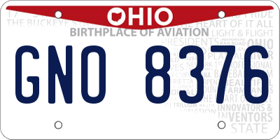 OH license plate GNO8376