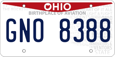 OH license plate GNO8388