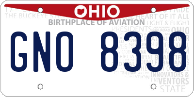 OH license plate GNO8398