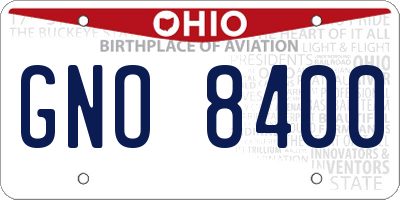 OH license plate GNO8400