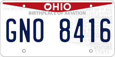 OH license plate GNO8416