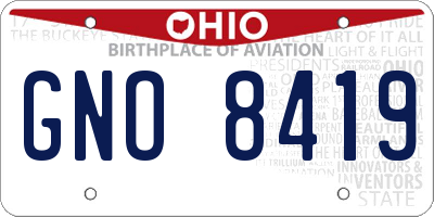 OH license plate GNO8419