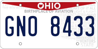 OH license plate GNO8433