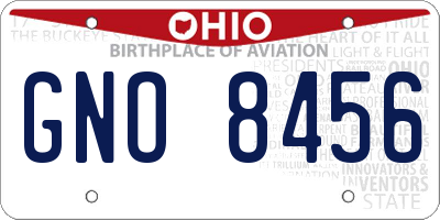 OH license plate GNO8456