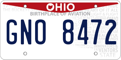 OH license plate GNO8472