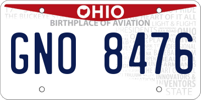 OH license plate GNO8476