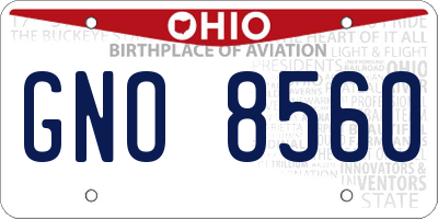 OH license plate GNO8560