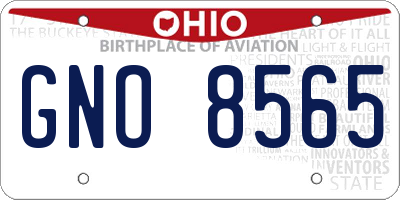 OH license plate GNO8565