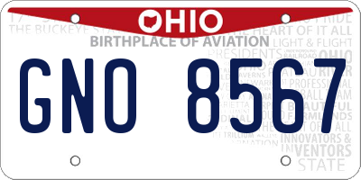 OH license plate GNO8567
