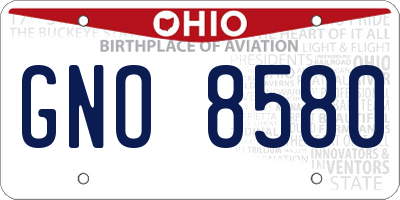 OH license plate GNO8580