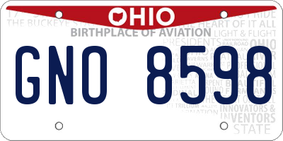 OH license plate GNO8598