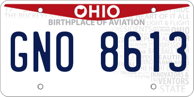 OH license plate GNO8613