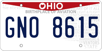 OH license plate GNO8615