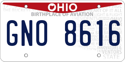 OH license plate GNO8616