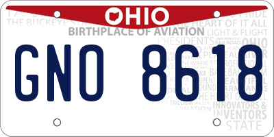 OH license plate GNO8618