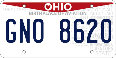 OH license plate GNO8620