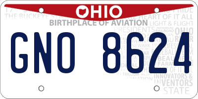 OH license plate GNO8624