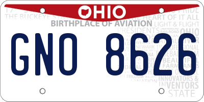 OH license plate GNO8626