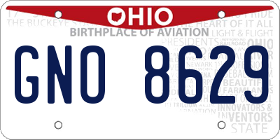 OH license plate GNO8629
