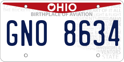 OH license plate GNO8634